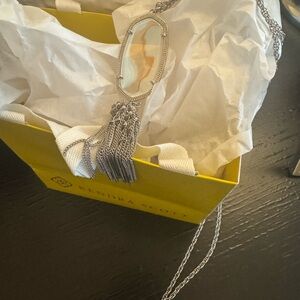 Kendra Scott Silver and Cream Pendant Necklace